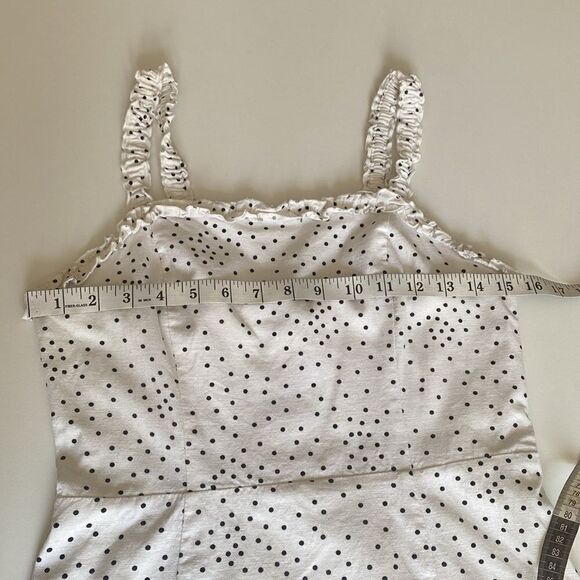 Urban Outfitters Wren Ivory Dotted Linen Viscose Ruffle Mini Dress Size Small - Picture 12 of 16